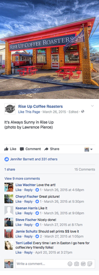 Facebook commments favoring a photo.